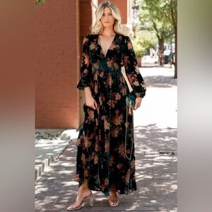 Baltic Born Black Floral Long Sleeve Maxi Dress